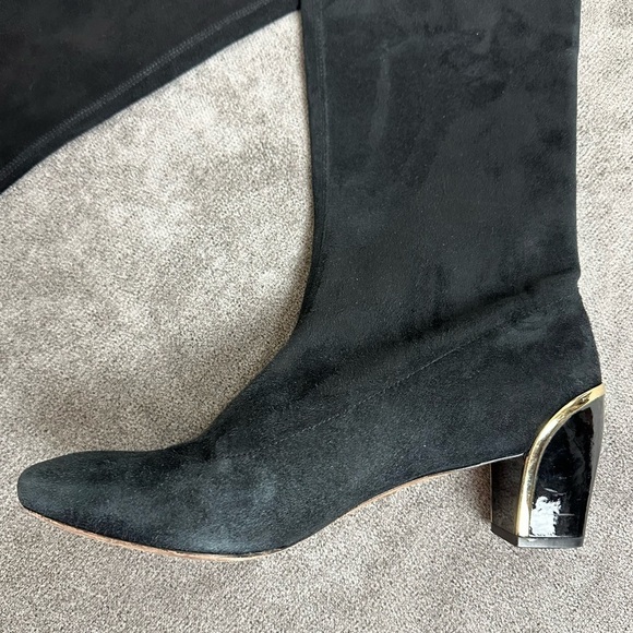 DIANE Von FURSTENBERG Tall Black Leather Boots Size 8 - Picture 6 of 16